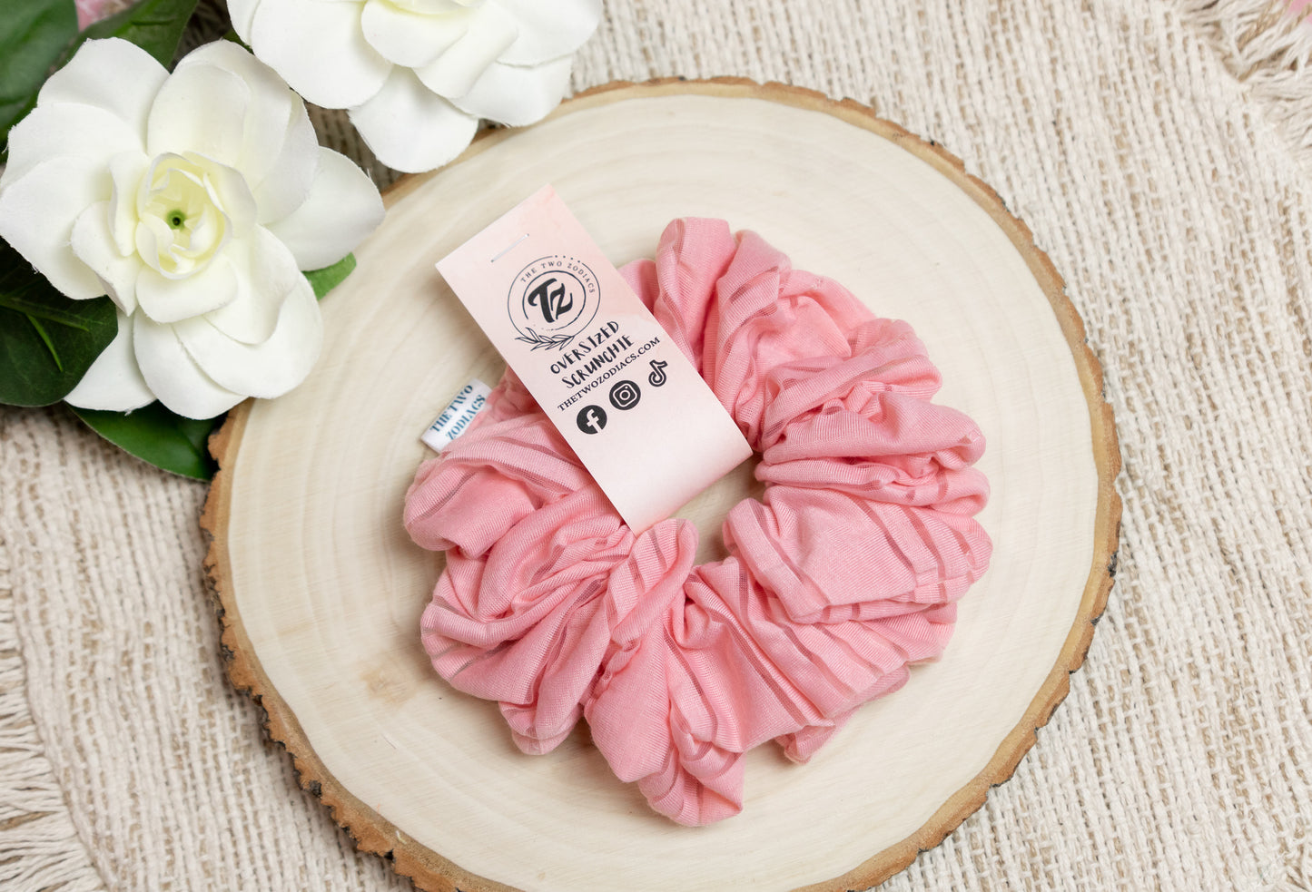 Striped Pink Oversized Scrunchie