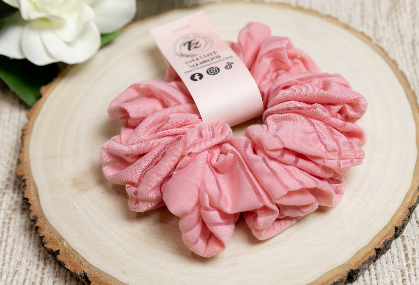 Striped Pink Oversized Scrunchie