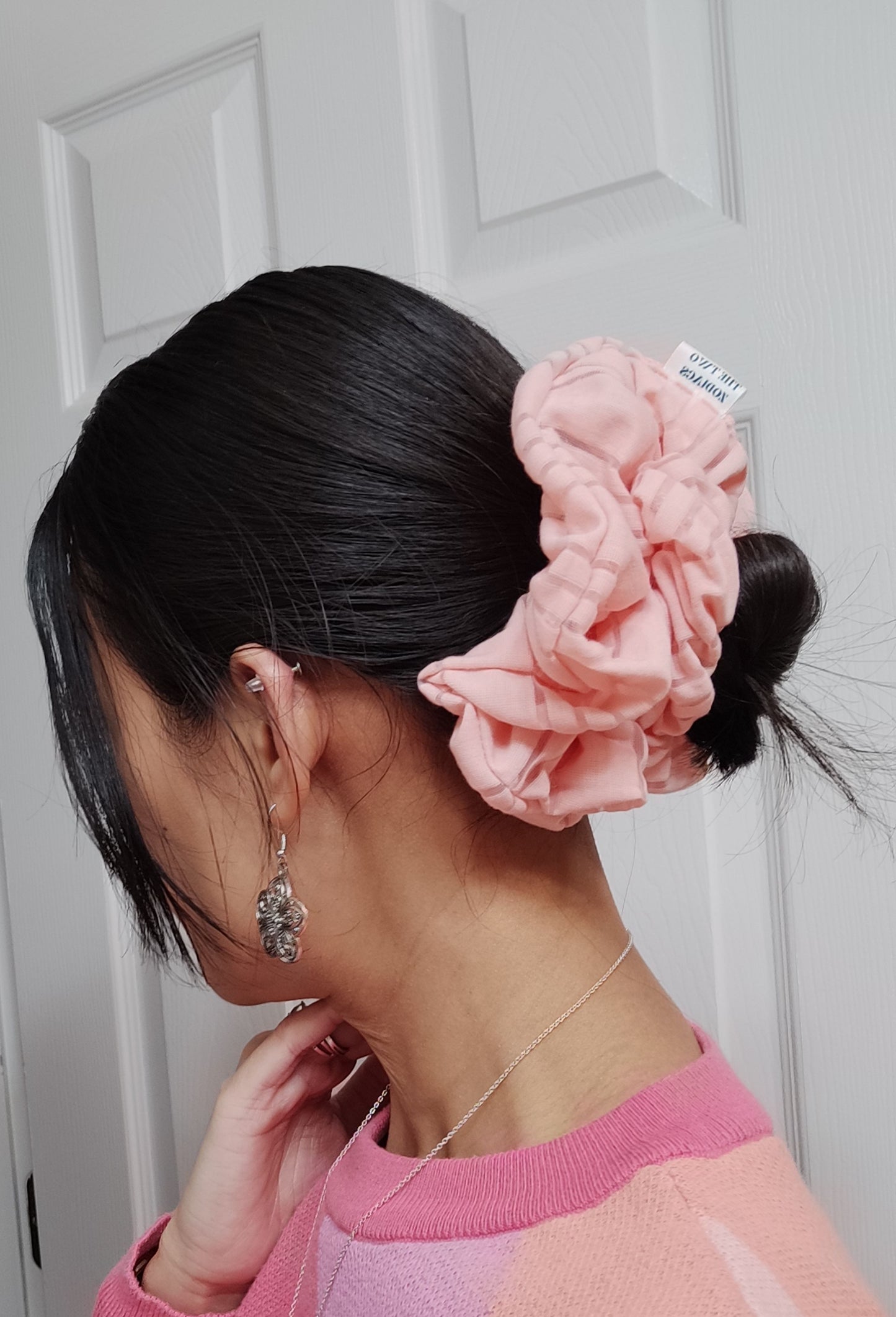 Striped Pink Oversized Scrunchie