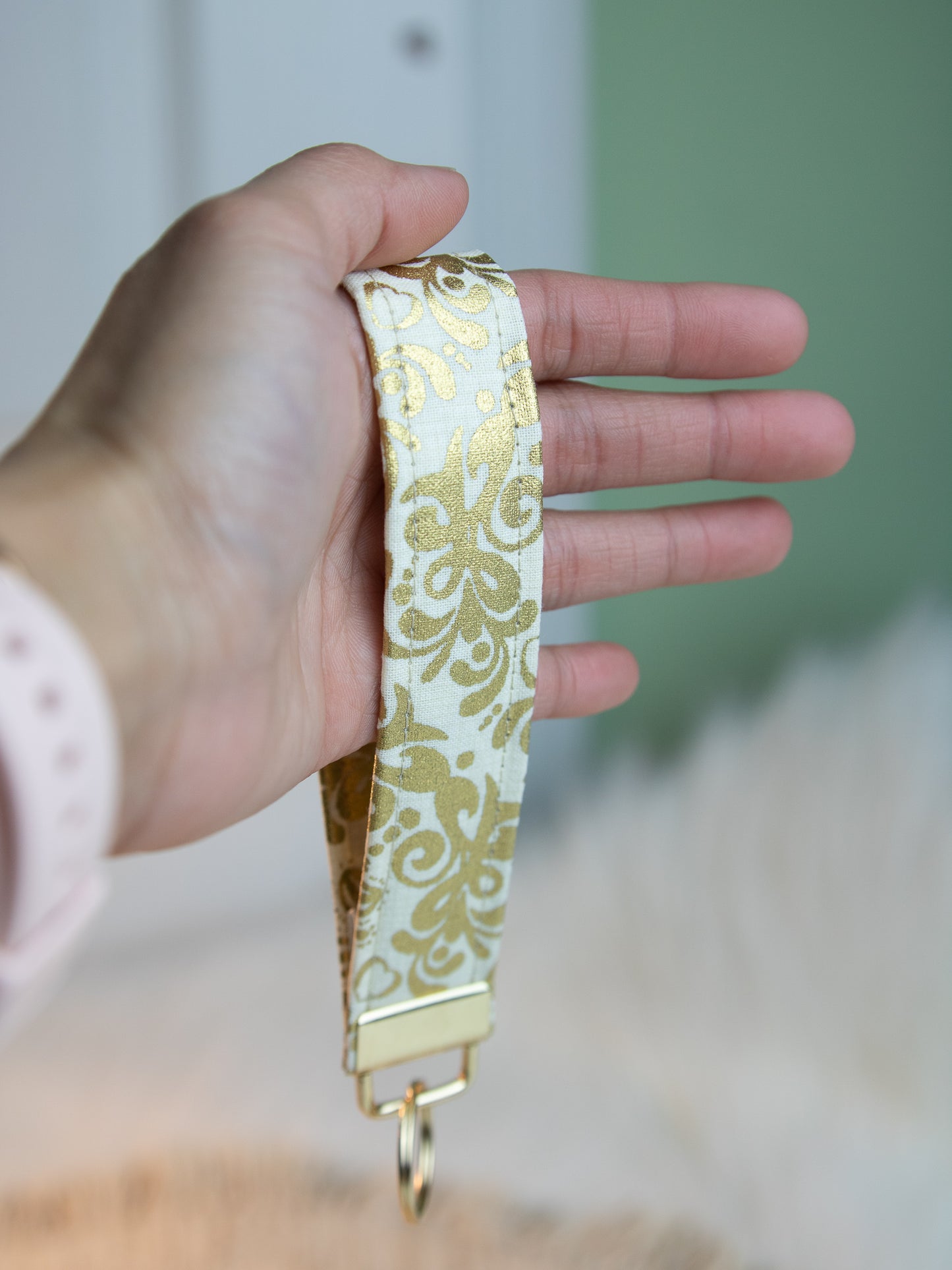 Foiled Gold and Silver Keychain Wristlet